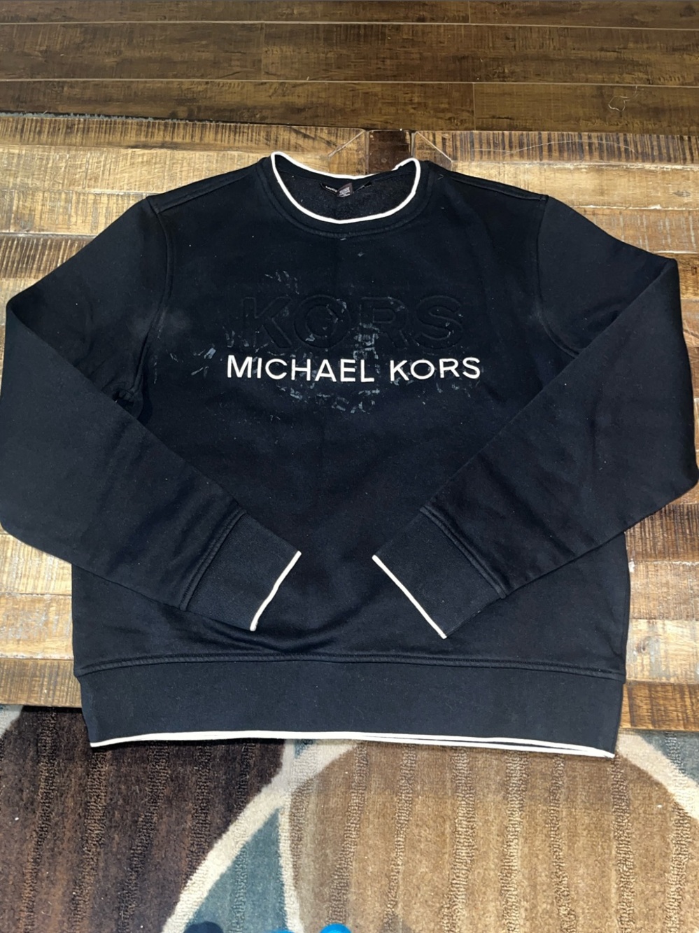 Michael Kors Black Crewneck with White Piping